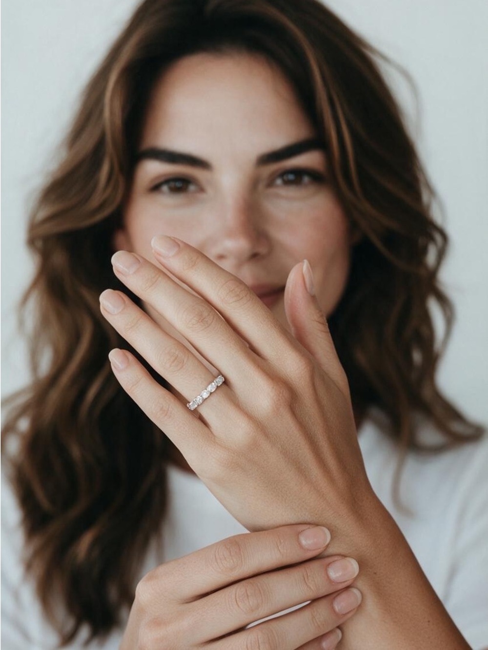 MYSTCODE Oval Cut Moissanite Eternity Wedding Band.